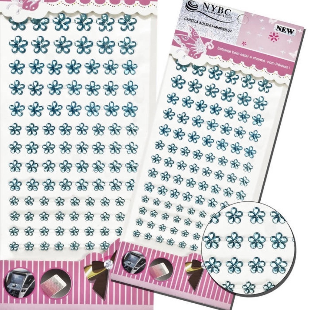Cartela De Adesivo Flor - Sticker - MMIXER-37 - Azul Turquesa-Nybc ...