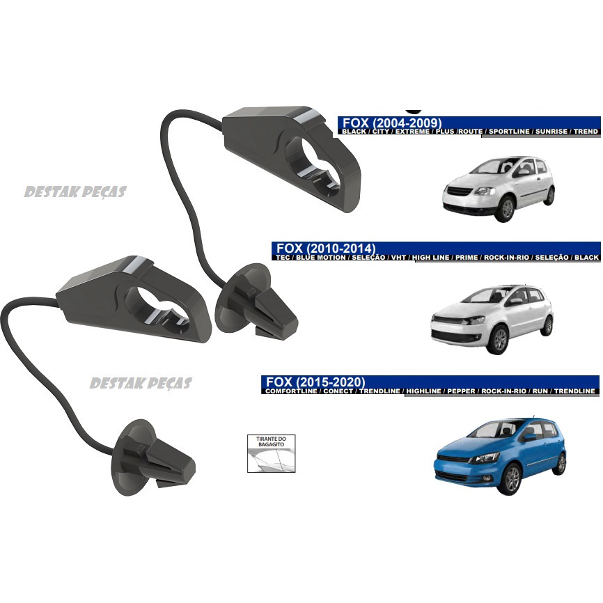 Kit do Tirante Corda do Bagagito do Porta-Malas Volkswagem Fox 2004 até 2020