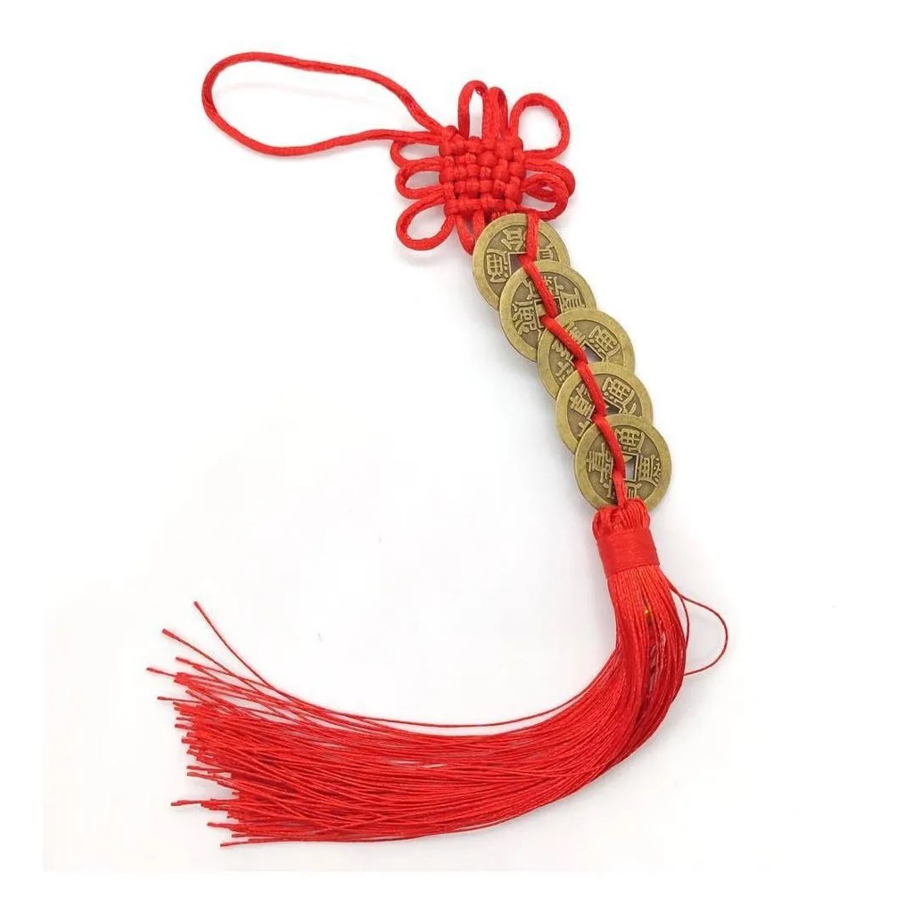 Chaveiro Amuleto Moeda Chinesa Móbile 5 Moedas I Ching - Talismã Da Sorte em Oferta na Shopee
