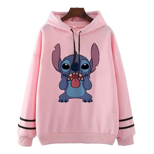 Blusa Moletom Canguru Unissex Lilo E Stitch Careta Desenho Animado Capuz Faixas Nos Braços 7270