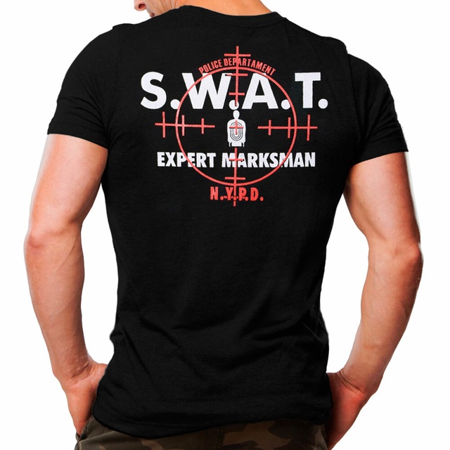 Camiseta Militar Estampada SWAT Expert - Preta
