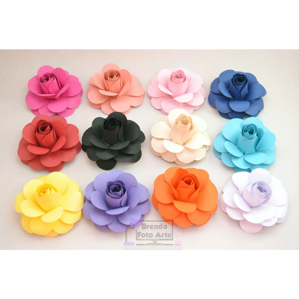 Flores de papel 3D para topo de bolo e decoração (unidade) 5 cm