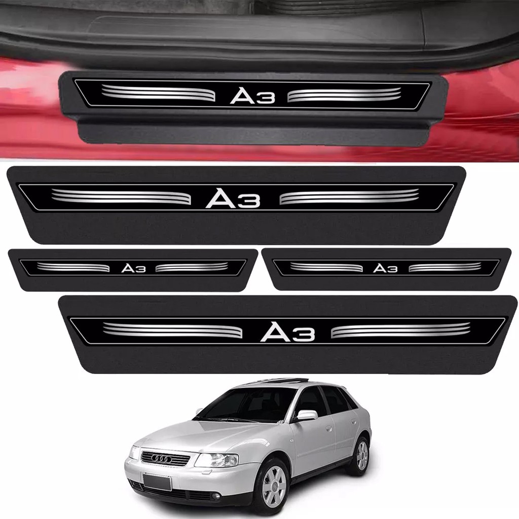 Kit 8 Peças Adesivo Soleira Porta Audi A3 2001 Á 2017- Preto !!!! !!! Aproveite!