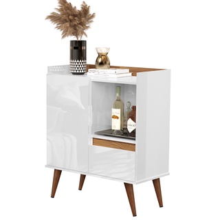 Balcão Buffet Retro 2 Portas Status Branco/Freijó - Jm3