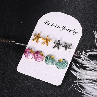 Du 4 Pares Brincos De Tarraxa Boho / Estrela Do Mar / Colorido / Bijuteria Para Praia