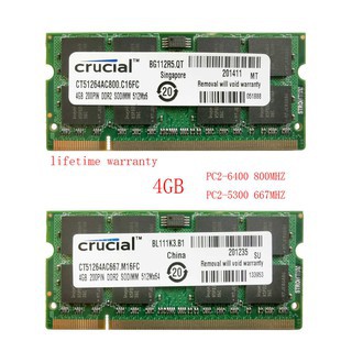 Novo Crucial Ddr2 2gb 4gb 8gb Ram Notebook Sobremim Pc2-5300 Pc2-6400 ...