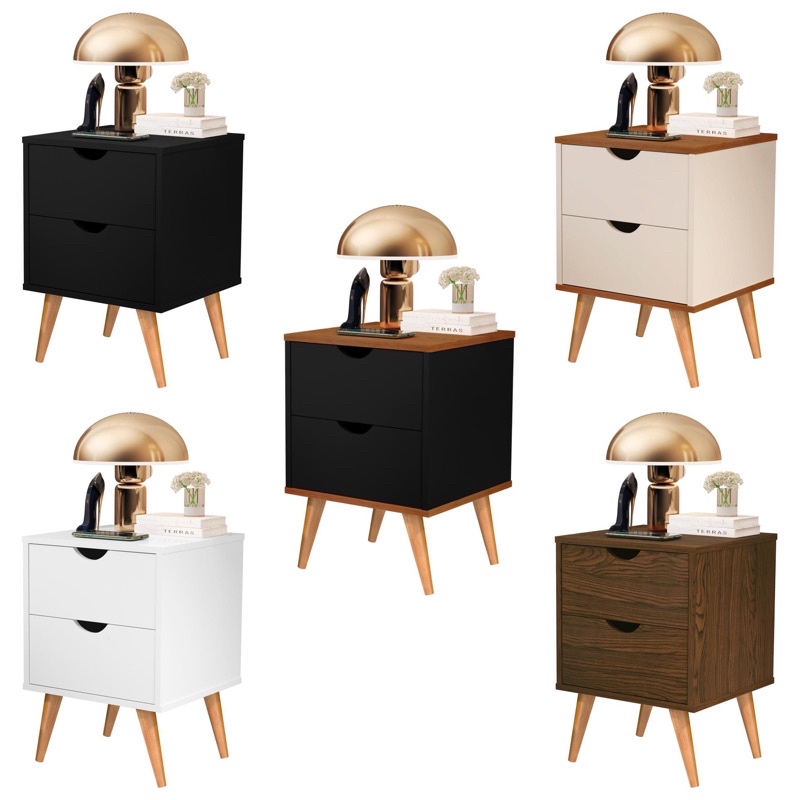 Mesa de Cabeceira Grécia Elegance 2 Gavetas Pés Palito em Oferta na Shopee