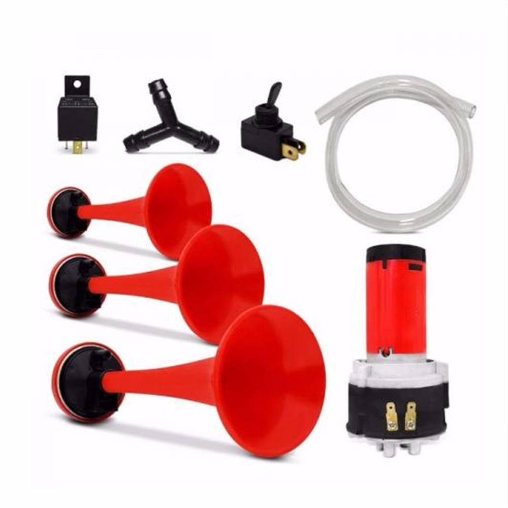 Buzina Eletropneumática 3 Cornetas 12v Vetor Vt064 Kit