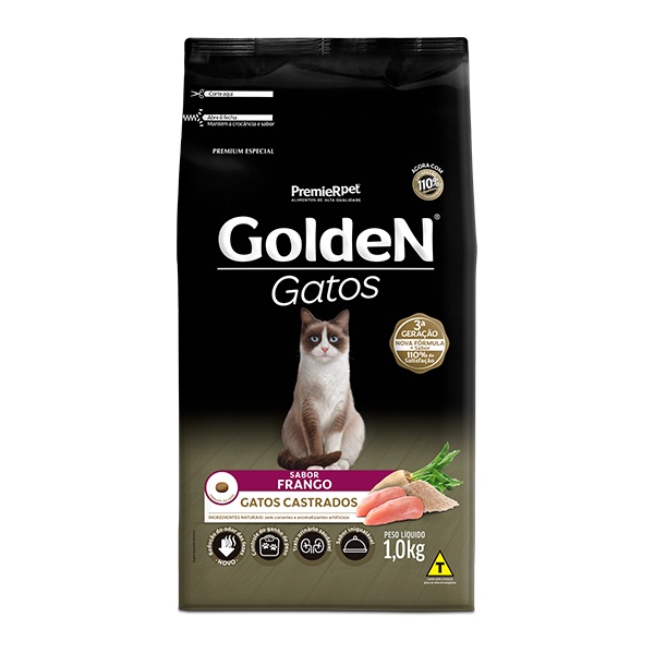 Ração Golden para Gatos Adultos Castrados Sabor Frango - 1Kg em Oferta na Shopee