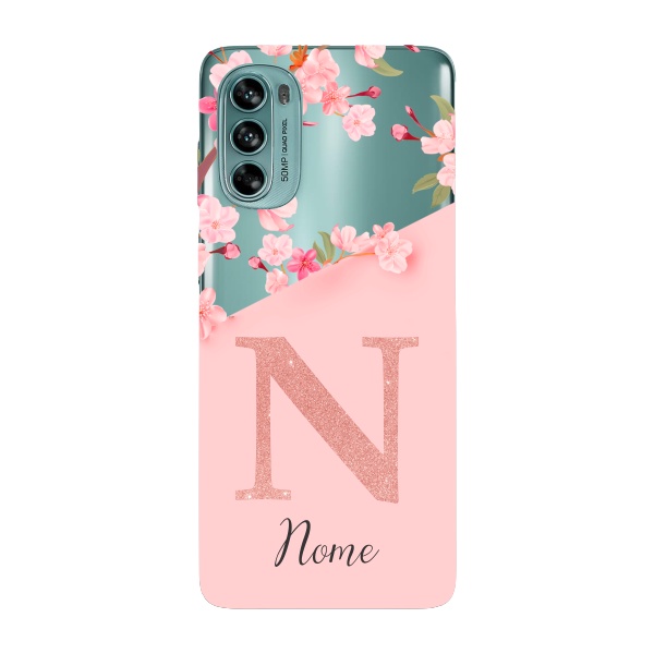 Capinha para Moto G62 Anti Impacto Personalizada - Delicate Flowers Rosa com nome e inicial em Oferta na Shopee