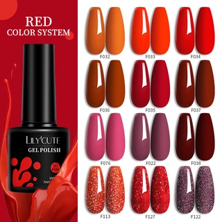 LILYCUTE Esmalte Em Gel De Cor Vermelha Verniz Semipermanente Top Coat UV LED Para Unhas …
