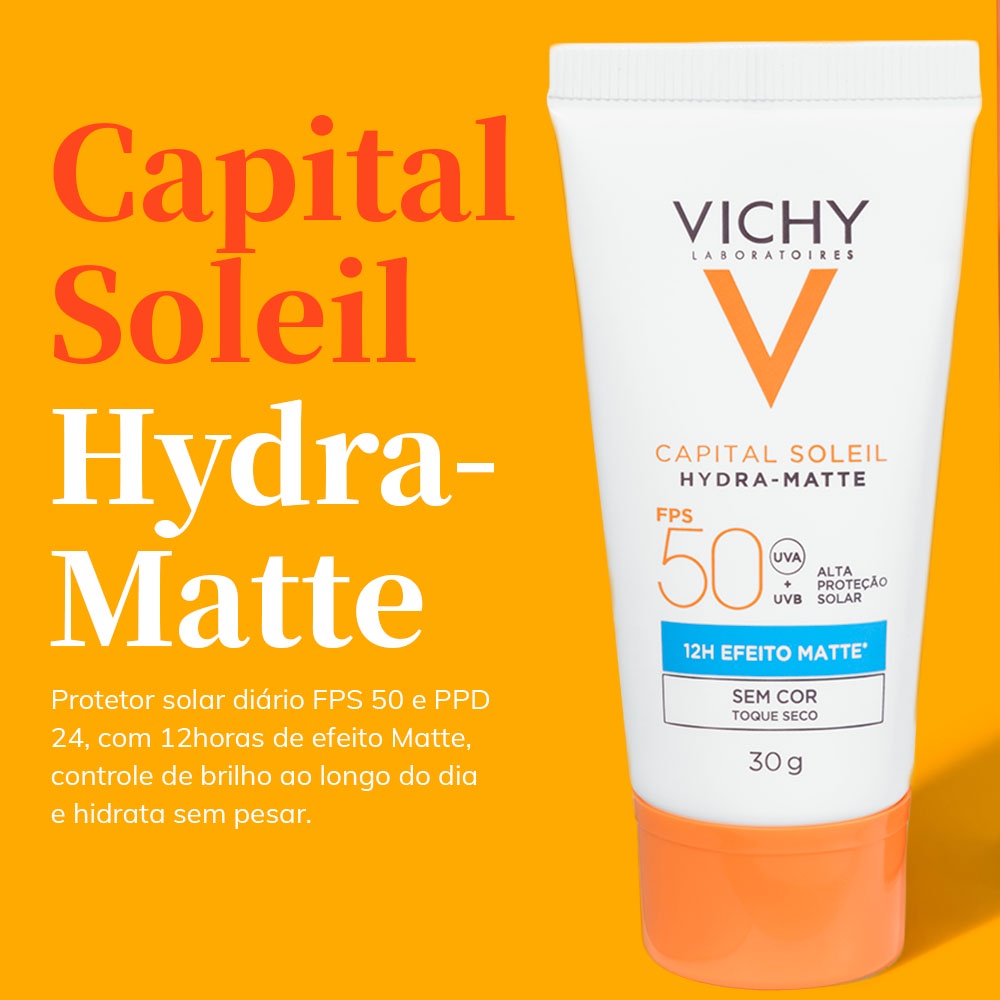 PROTETOR SOLAR VICHY CAPITAL SOLEIL FPS 50 30G HYDRA MATTE SEM COR ...