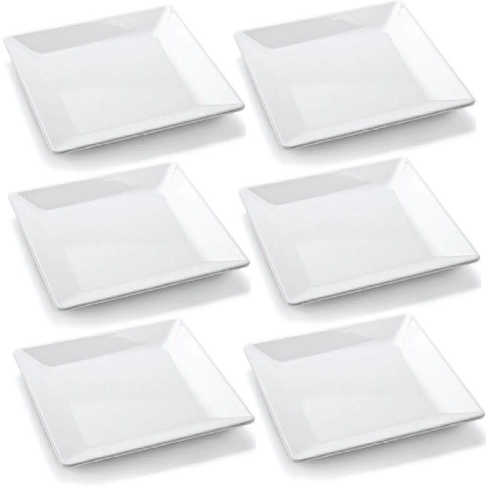 Kit 6 Prato Quadrado 25cm Melamina Buffet Restaurante