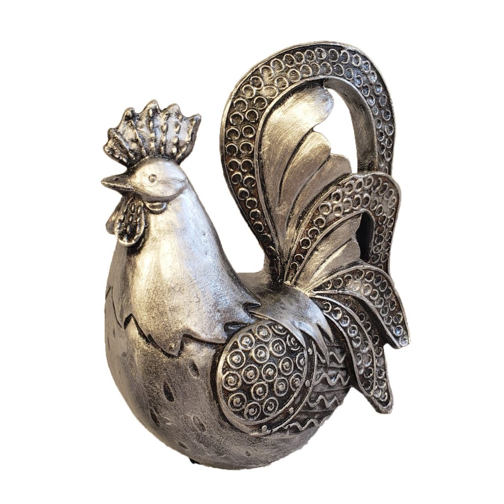 Estatua Galo Camponês Decorativo 19x16x9 Enfeite Decoração Gesso