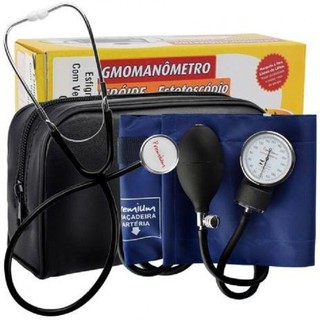 Kit Esfigmomanometro E Estetoscopio Simples Premium Preto