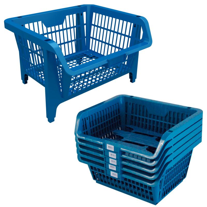 Cesto Expositor Prático de Plástico Suporta Até 8 KG Cada - Kit 5 Unidades PRESTO - Home & Living