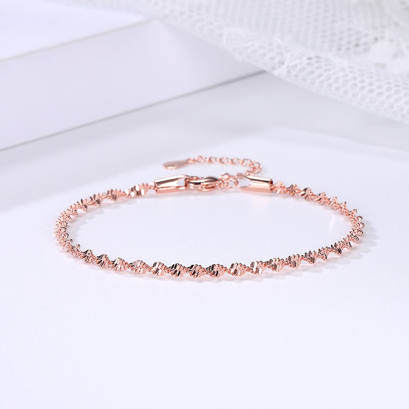 Pulseira Para Mulheres Suave Re Quintado Moderno Espiral Onduado Com Gr O Torcido Rosa Ouro Prata Joias Da Kbh064 em Oferta na Shopee
