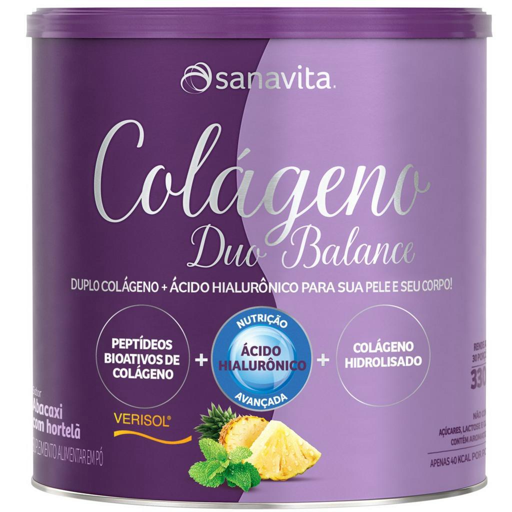 Colágeno Duo Balance Sanavita 330g - Colágeno Hidrolisado+Colágeno Verisol+ Ác.Hialurônico