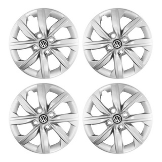 Jogo Calota Aro 14 Vw Novo Gol G7 2019 2020 Prata + Emblema