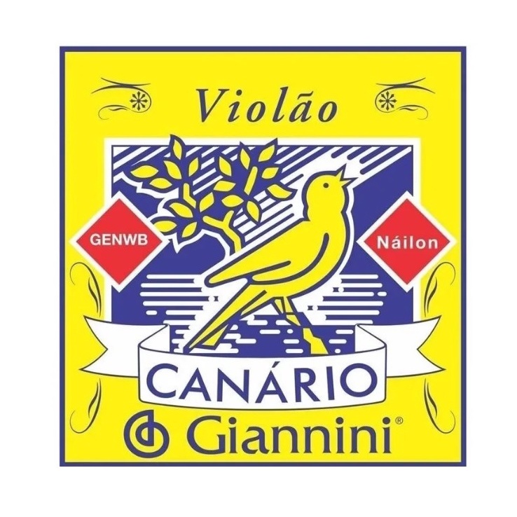 Encordoamento Cordas para Violão Nylon Canário Giannini Com Bolinha GENWB + 2 Palhetas