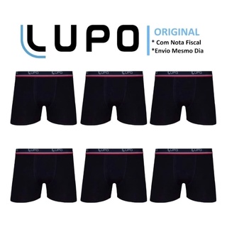 Kit com 6 Cuecas Boxer Box Lupo Masculina Em Algodão Cotton Original