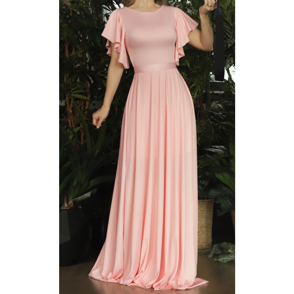 Vestido longo festa godê, moda evangelica, madrinha DM02