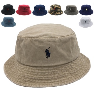 (À Estoque) Chapéu Polo Bucket Pony Pequeno Logotipo RL Lazer Casual Vestir Algodão Prova De Sol Bordado Preto Cinza Denim Wear