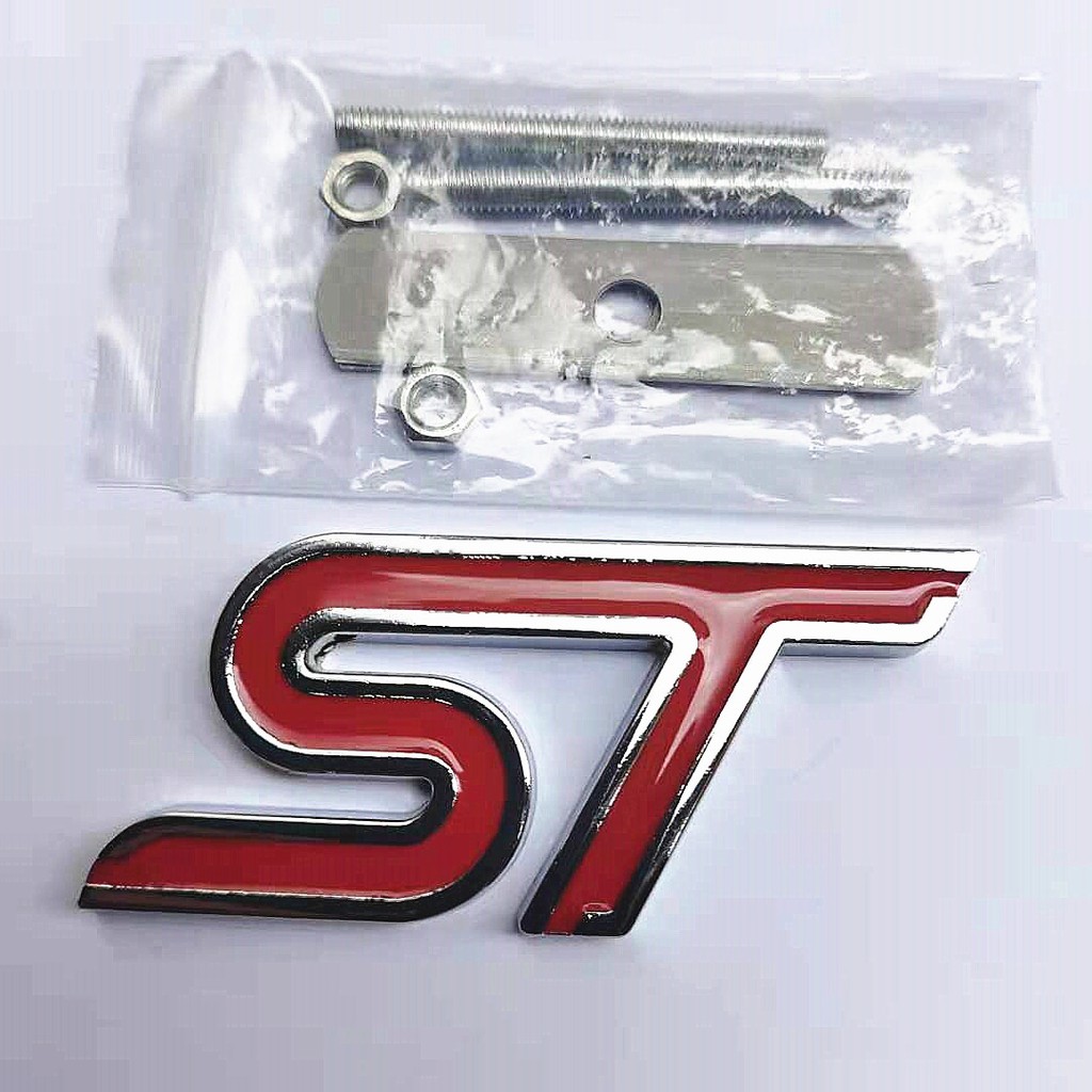 St Vermelho Azul Grade Dianteira Do Metal Adesivo De Carro Cabeça Grill Emblema Do Emblema Etiqueta Chrome Para Ford Fiesta Foco Mondeo Auto Car Styling