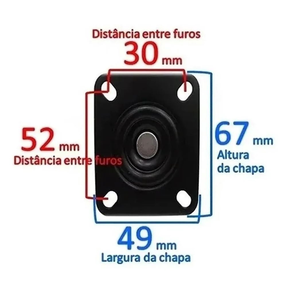 Rodinha 50mmPara Móveis, Armários, Mesa, Freezer entre outros sem trava · foto 2