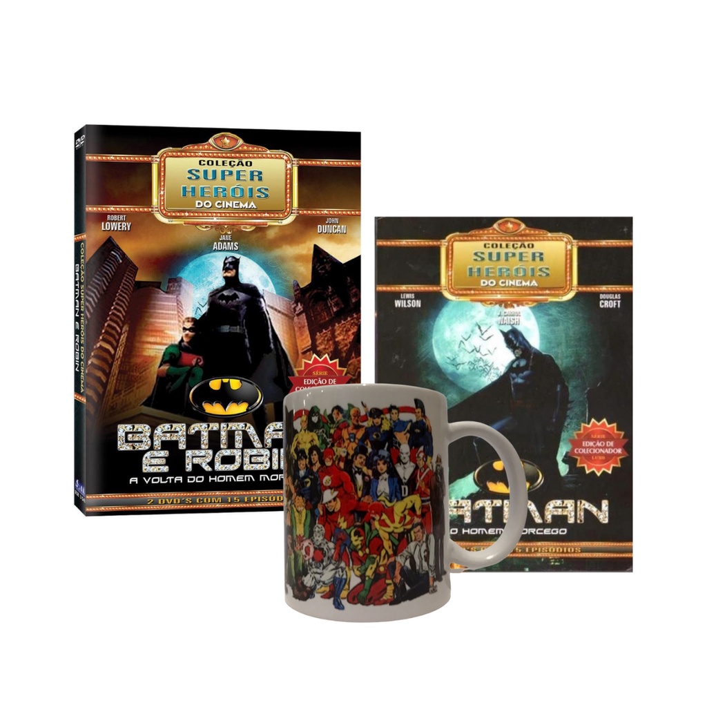 Kit Box Slim Batman Coleção Super Heróis do Cinema - Ed. Colecionador + Caneca