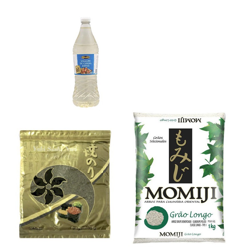 Kit Sushi 3 Arroz Japonês 1kg + Nori + Tempero - Tetsu Alimentos