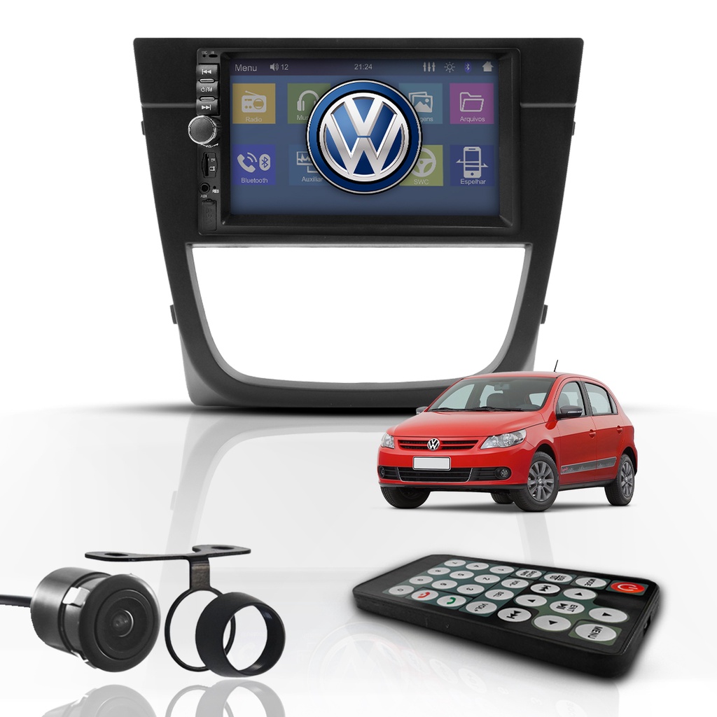 Kit Central Multimídia Universal Mp5 2 Din Bt Espelha Gol G5 - Spare Parts and Accessories for Vehicles