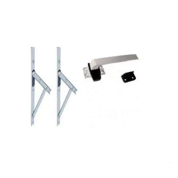 Kit Janela Maxim Ar - Braço 40cm - C/ Fecho - Madeira e Alumínio em Oferta na Shopee