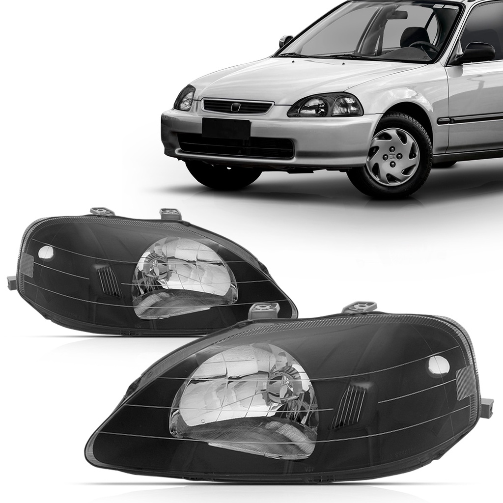Par Farol Civic 1999 2000 Máscara Negra Com Lampada Estacionamento em Oferta na Shopee