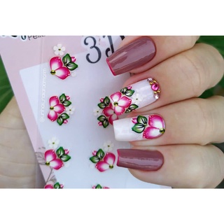 Adesivo 3D de Unhas-Flor Pink-3D 57