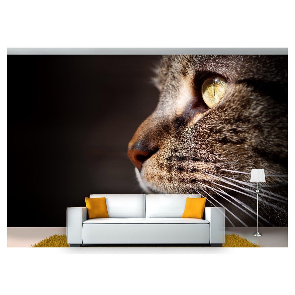 papel de parede Animais gato rosto perfil 3D 7,5m² ANM132