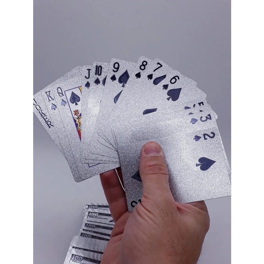 Baralho Prateado Silver Folheado Poker Truco Cartas Jogos Menor Preço — R$ 34,75 em Shopee