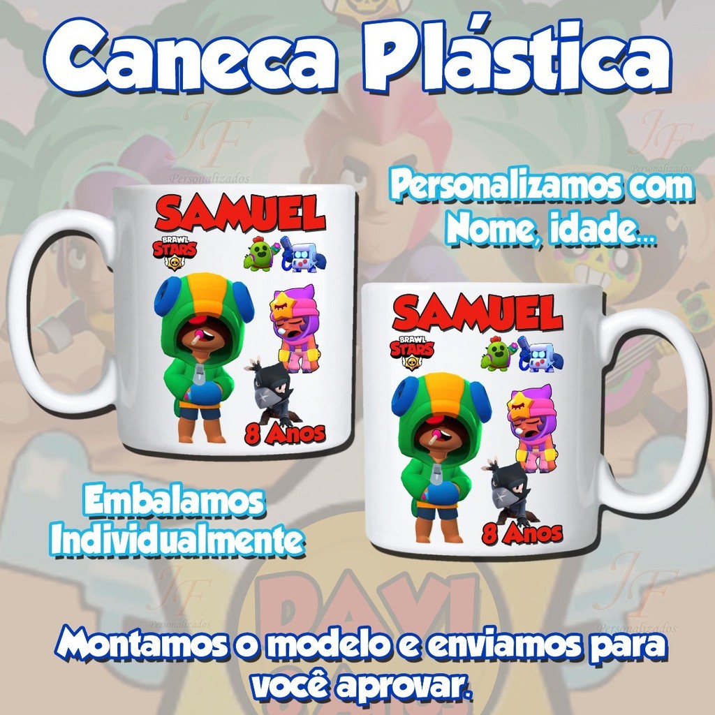 Kit 10 Canecas Plasticas Polimero Personalizada Brawl Stars Shopee Brasil - nomes personalizados para brawl stars