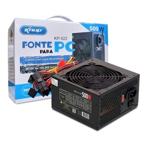 Fonte De Alimentação Computador Pc Cpu 500w 110v 230v Atx 5a Cor Preto  115V/230V