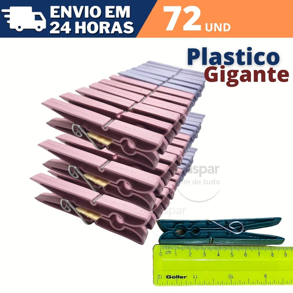 72 Prendedores Pregadores Roupa Plastico Gigante Embalagem - Envio Imediato em Oferta na Shopee