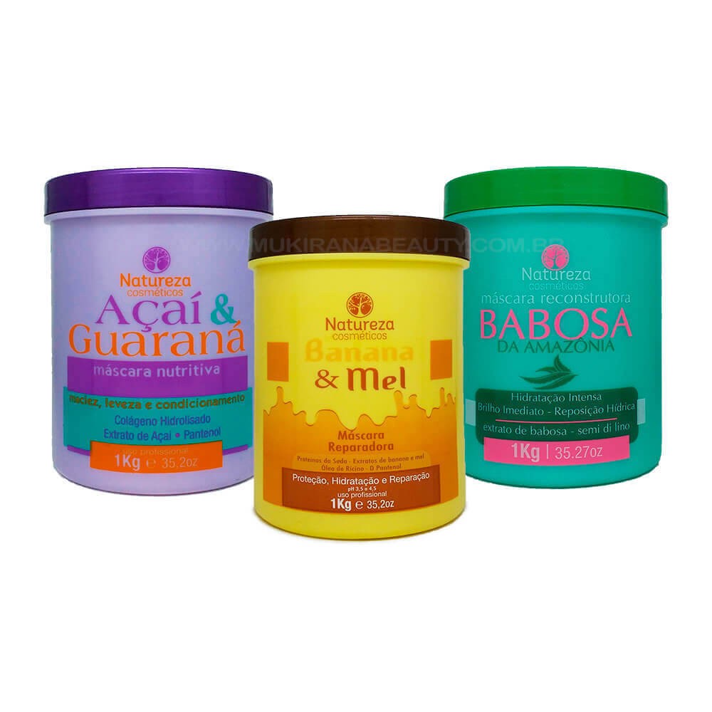 Cronograma Capilar Natureza Cosméticos 3x1000ml em Oferta na Shopee