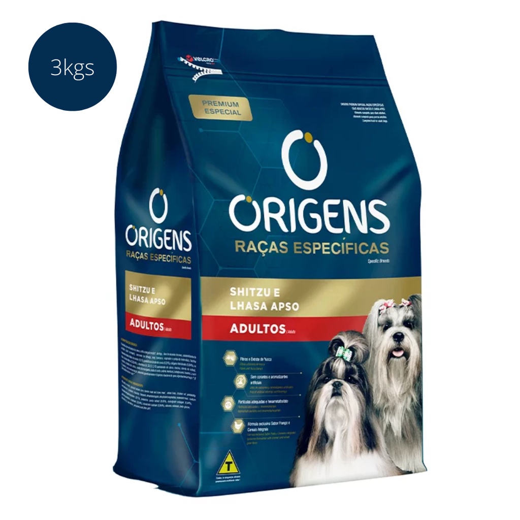 Ração Origens Shih Tzu E Lhasa Apso Adulto 3kgs