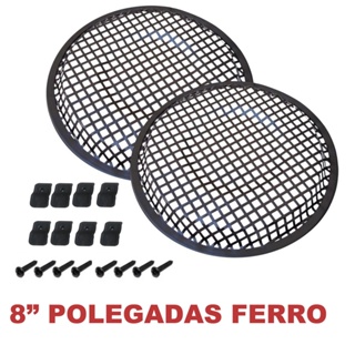 Par De Tela P/ Alto Falante 8 Polegadas  Metalica Telas De Ferro Com Bordas De Borracha + Garras De Fixação E Parafusos em Oferta na Shopee