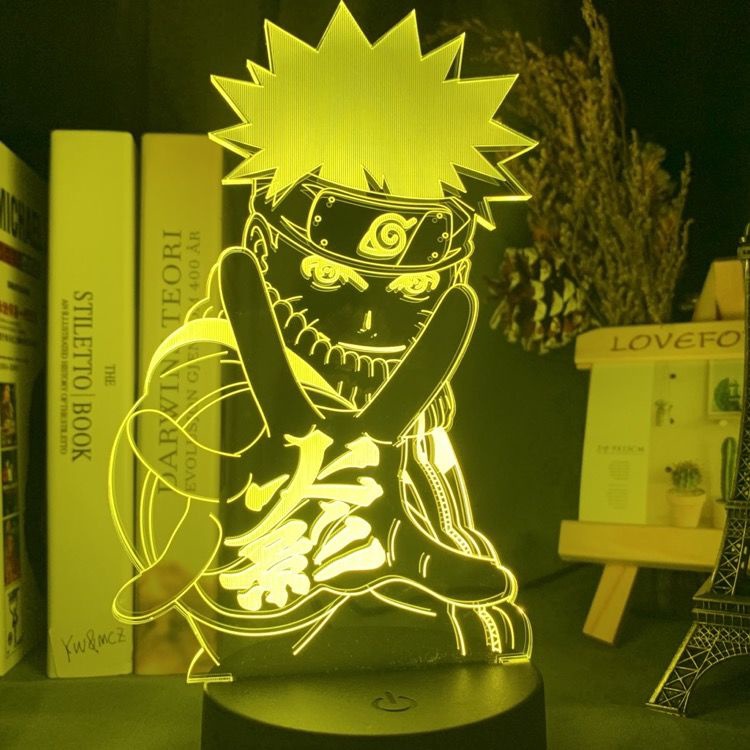 Anime Naruto Time 7 Kakashi, Naruto, Sakura e Sasuke Luminária LED 3D Noturna Presente e Decoração