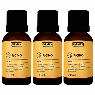 Kit 3 Óleo De Rícino 100% Puro Farmax 30ml Auxilia No Crescimento Dos Cabelos