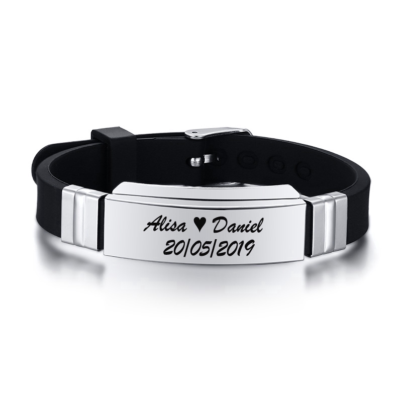 Vnox Pulseira Personalizada De Silicone Com Nomes E Escultura De Pulso Esporte Com Identificação em Oferta na Shopee