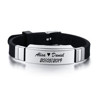 Vnox Pulseira Personalizada De Silicone Com Nomes E Escultura De Pulso Esporte Com Identificação em Oferta na Shopee