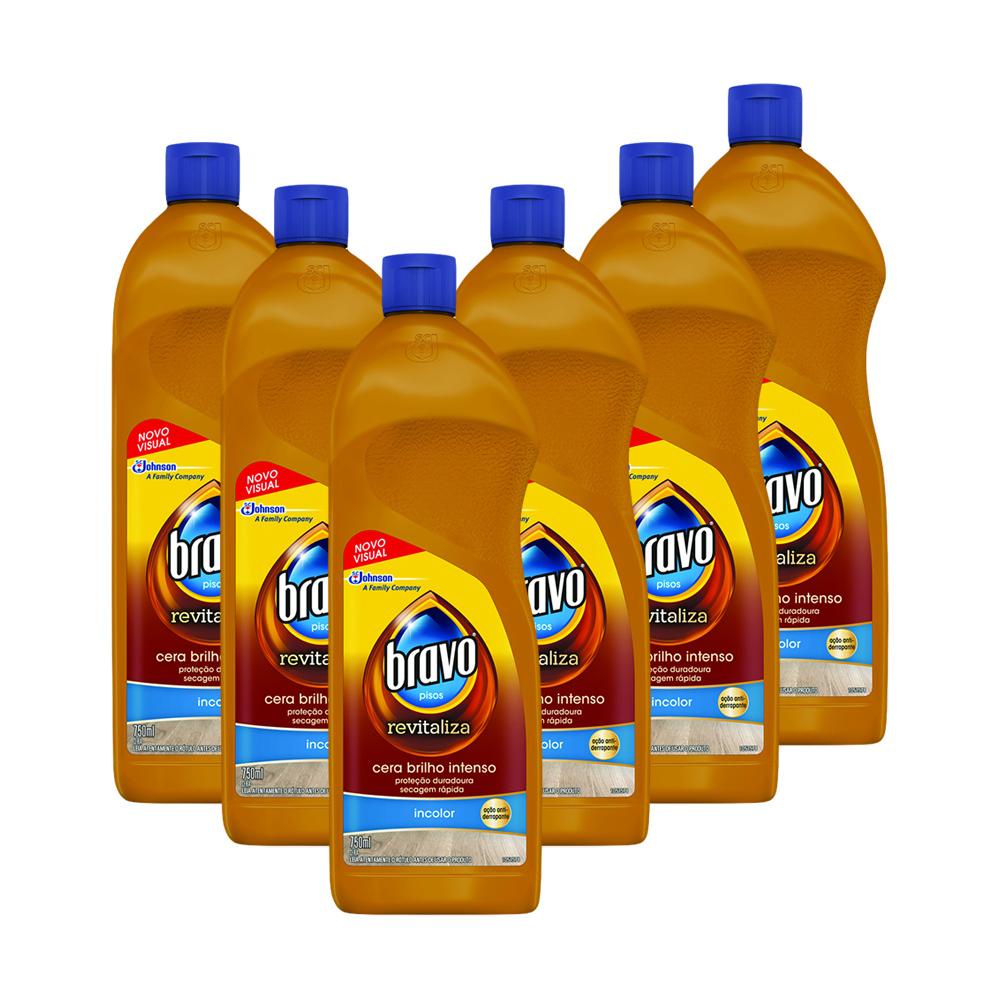 Kit 6 Cera Líquida Bravo Brilho Intenso Incolor  Revitaliza 750ml em Oferta na Shopee