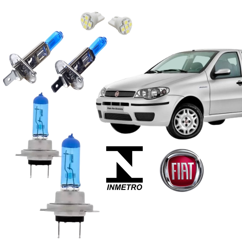 Kit Lâmpadas Farol Super Brancas Palio Siena G3 2004 a 2014 H7 H1 em Oferta na Shopee
