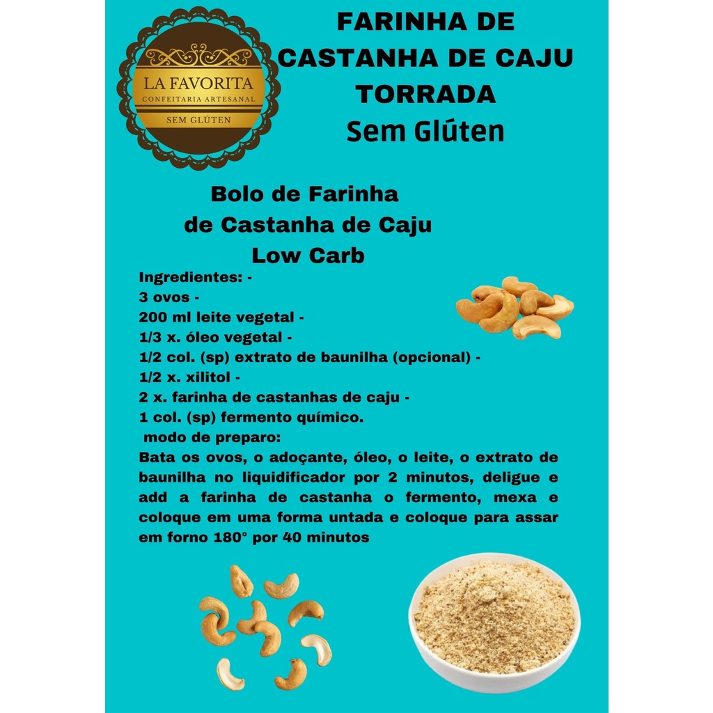 Farinha De Castanha De Caju Torrada Fina- 250g ou 500g Sem Glúten - Premium — imagem 2 de 2